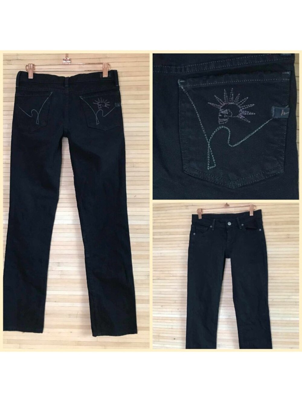 Citizens of Humanity COH Black Jeans Skull Mohawk Embroidery Punk 26 Low Rise